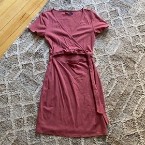 Abercrombie pink stripe faux wrap dress